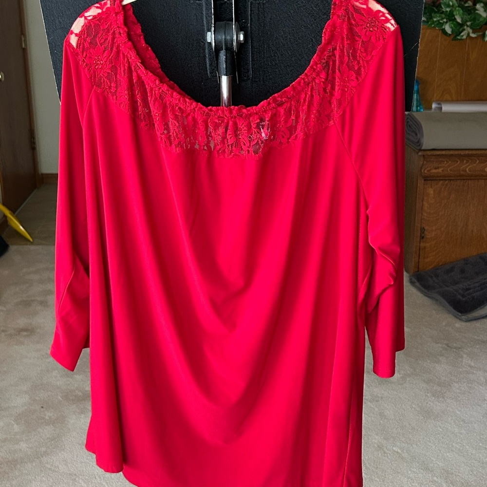 Elegant Red Lace Women's Top from Antthony